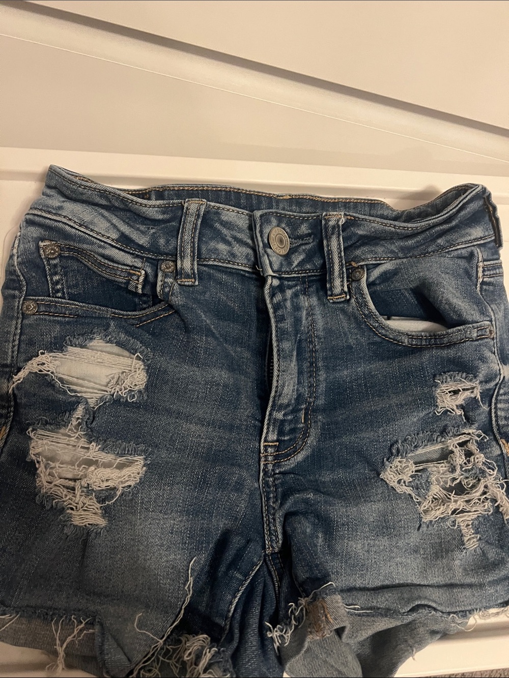 American Eagle Outfitters Distressed Denim Shorts - Blue